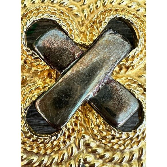 Gay Boyer Vintage two-tone gold and silver metal rope motif belt buckle - Picture 7 of 7